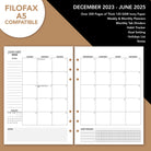 Wanderings A5 6-Ring 2024 Dated Calendar Refill features thick 120 GSM Ivory Color Paper 