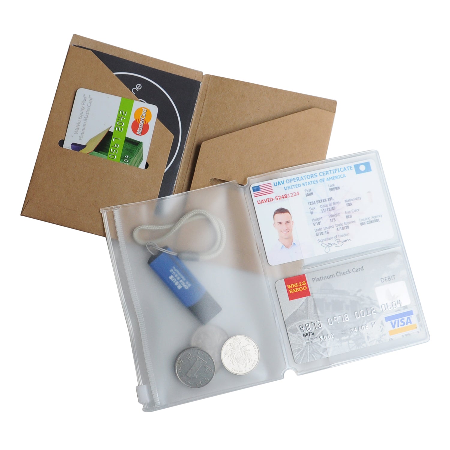 Zipper Case and Kraft Card Holder 2-Pack Accessories for Refillable Travel Journals - Pocket/Passport Size | 5 x 3.5 Inches (12.5 x 9 cm) B7 - Wanderings