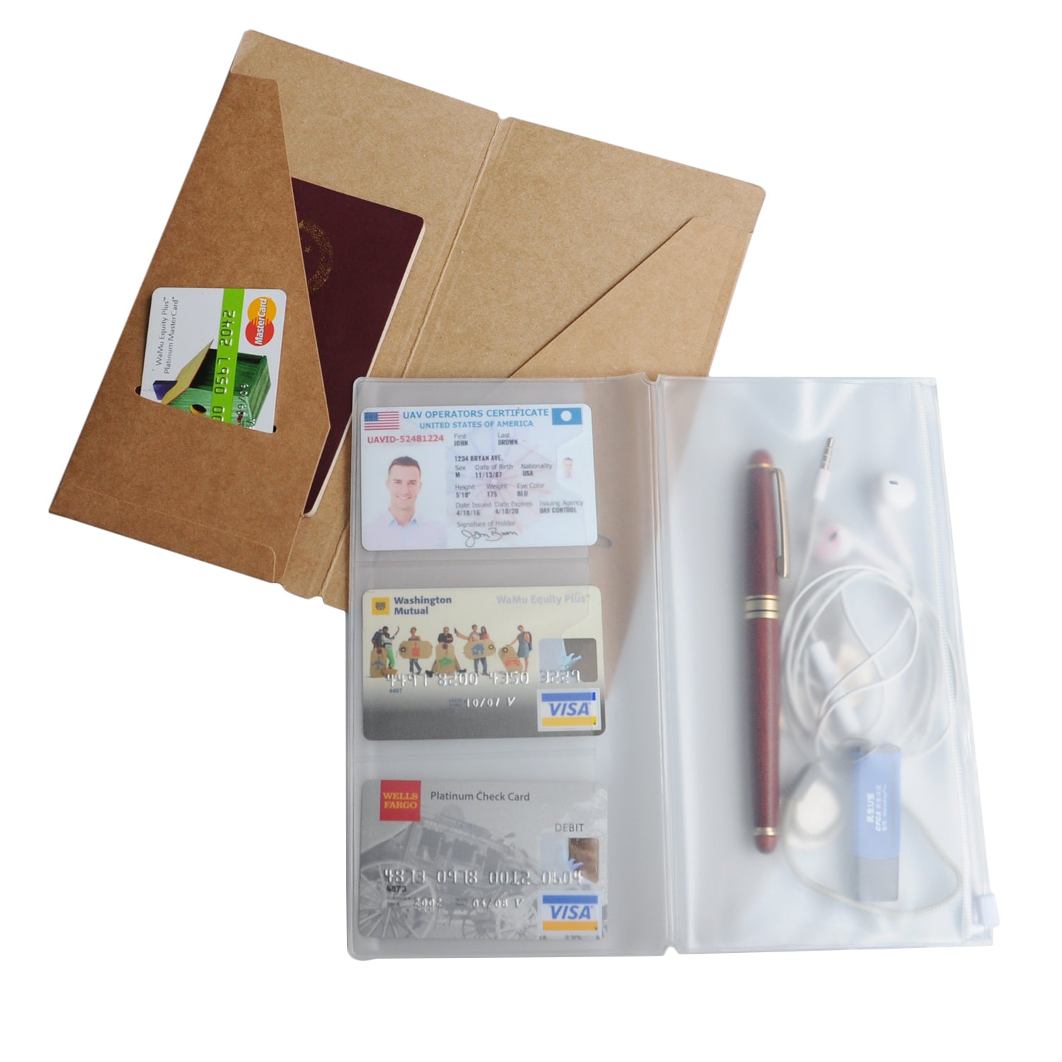 Zipper Case and Kraft Card Holder 2-Pack Accessories for Refillable Travel Journals - Standard Size | 8.25 x 4.25 Inch (21 x 11cm) - Wanderings