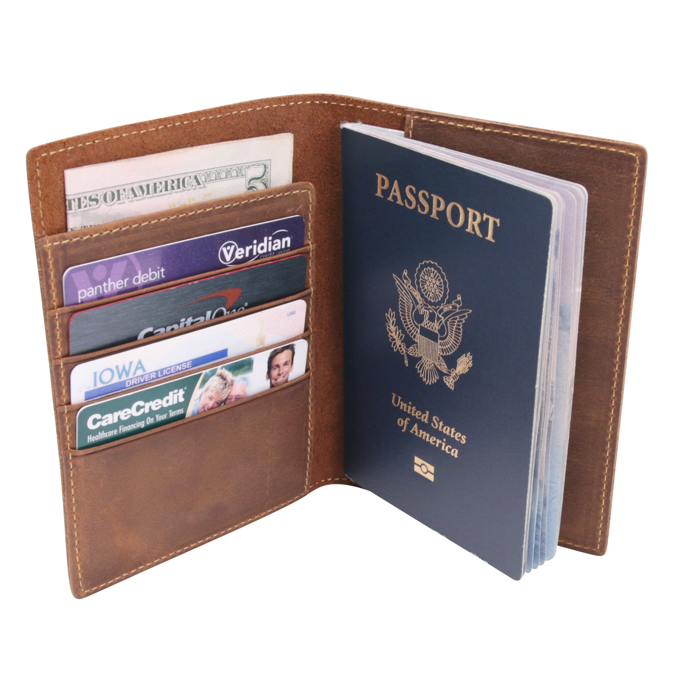 Leather Passport Holder Travel Wallet - RFID Blocking Genuine Leather Travel Wallet for Men and Women - Wanderings