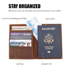 Leather Passport Holder Travel Wallet - RFID Blocking Genuine Leather Travel Wallet for Men and Women - Wanderings