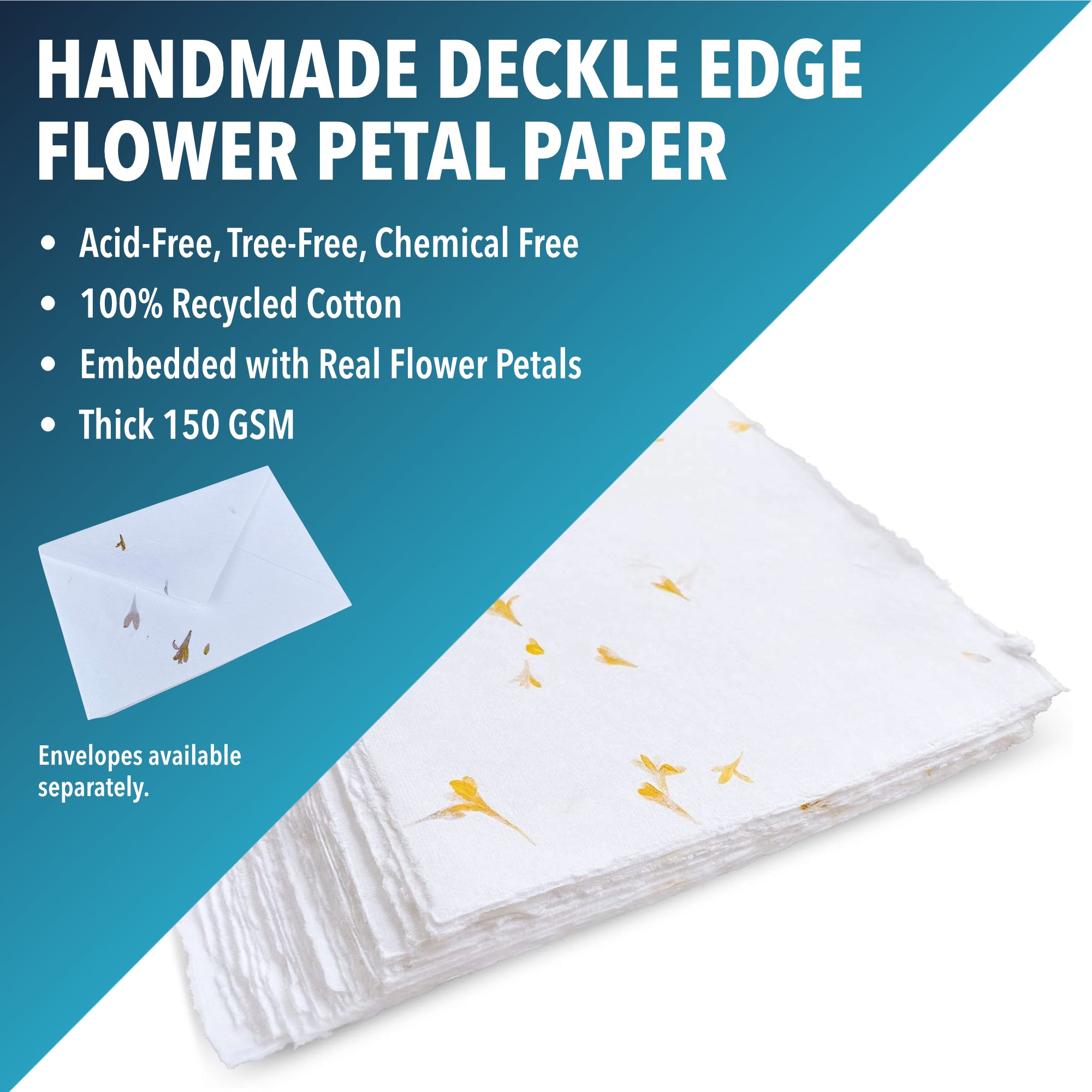 Handmade paper sheets deckled edge thick acid free natural paper