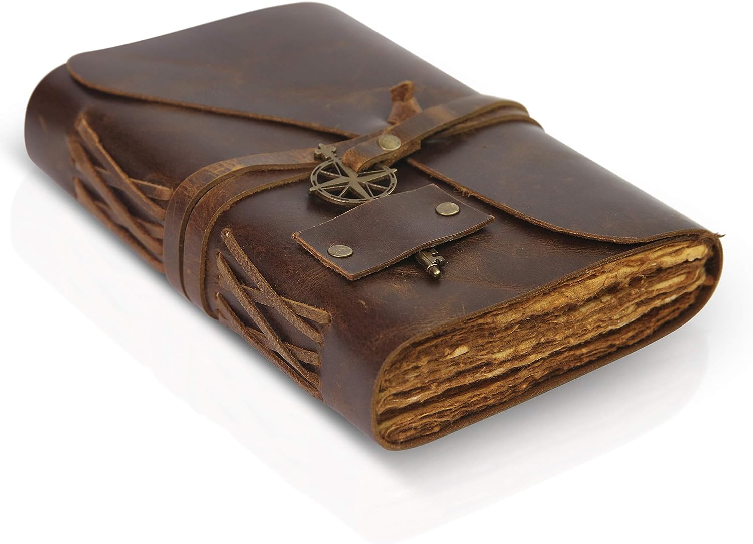Vintage Leather Journal – Antique Deckle Edge Paper, 4 Sizes 
