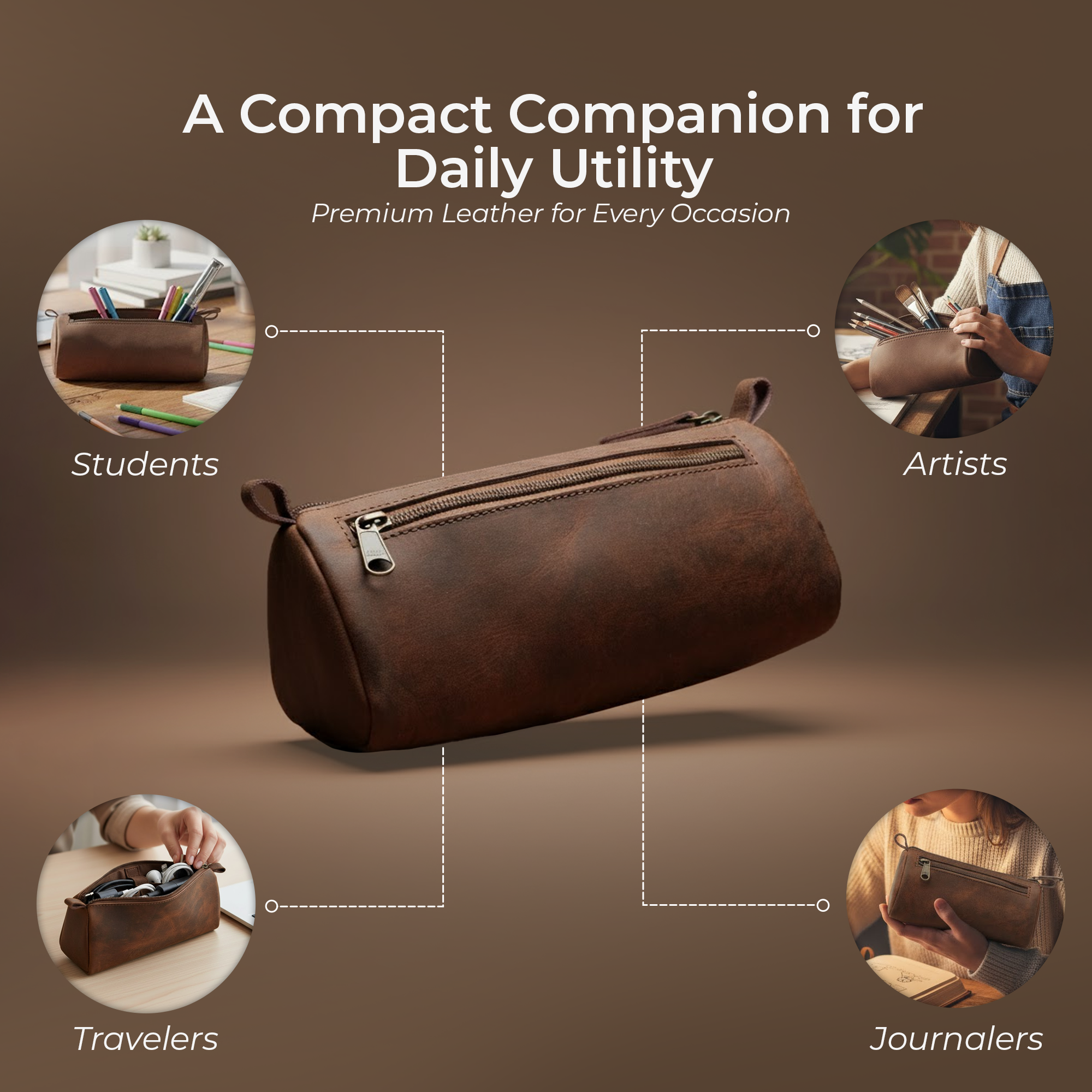 Triangle Leather Pencil Pouch Case – 8.5