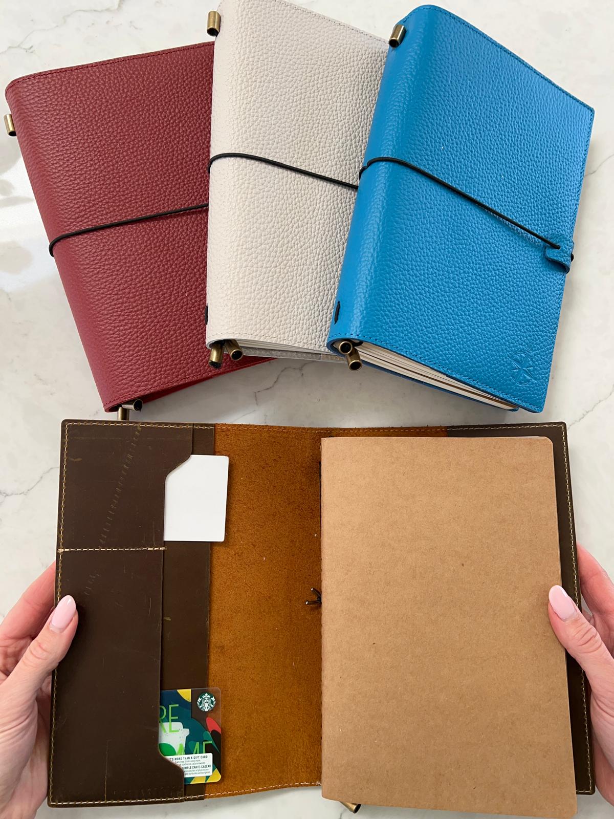A5 Refillable Leather Travelers Notebook with Pockets – Brown, 6