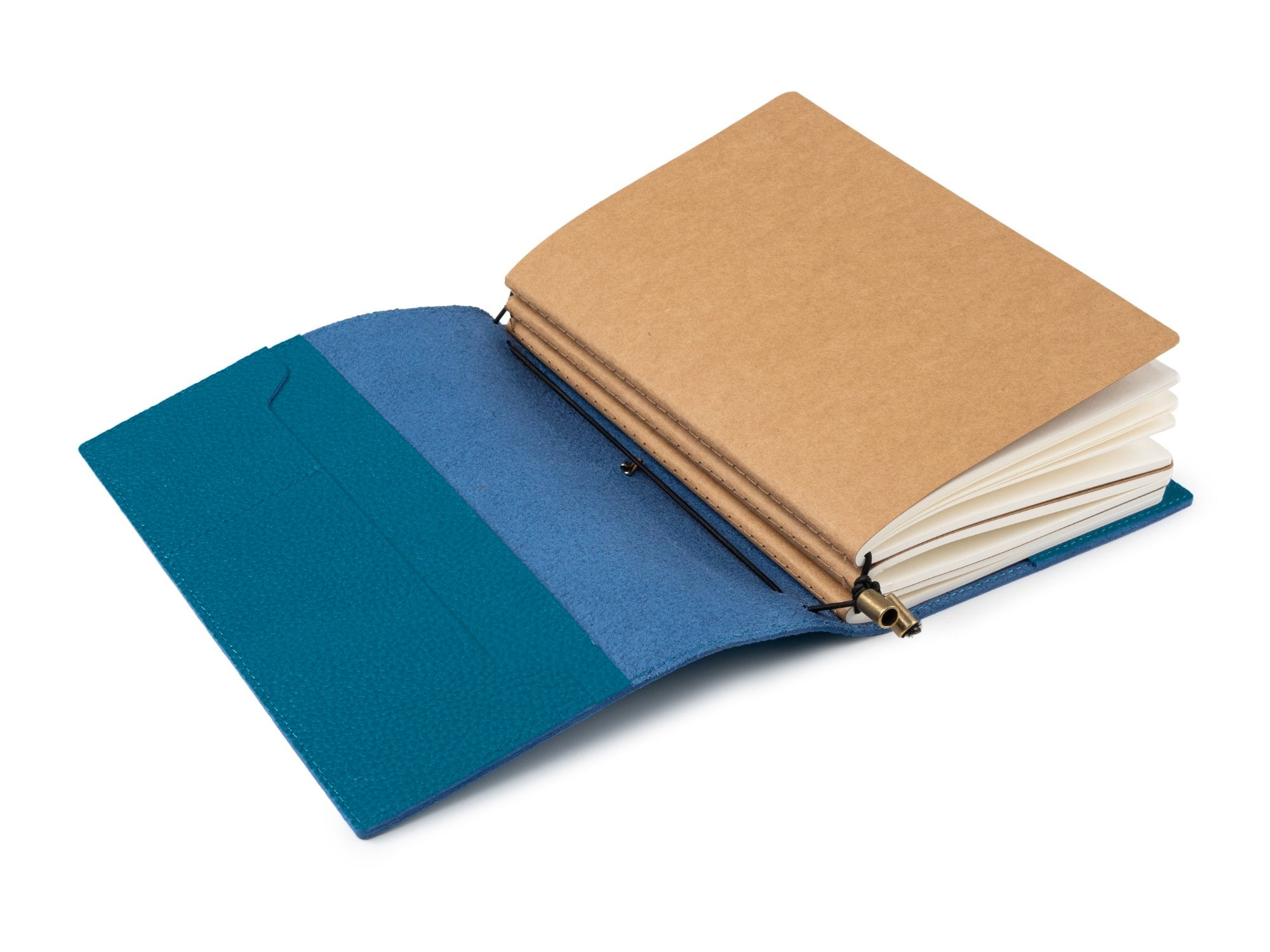 A5 Refillable Leather Travelers Notebook with Pockets – Blue, 6