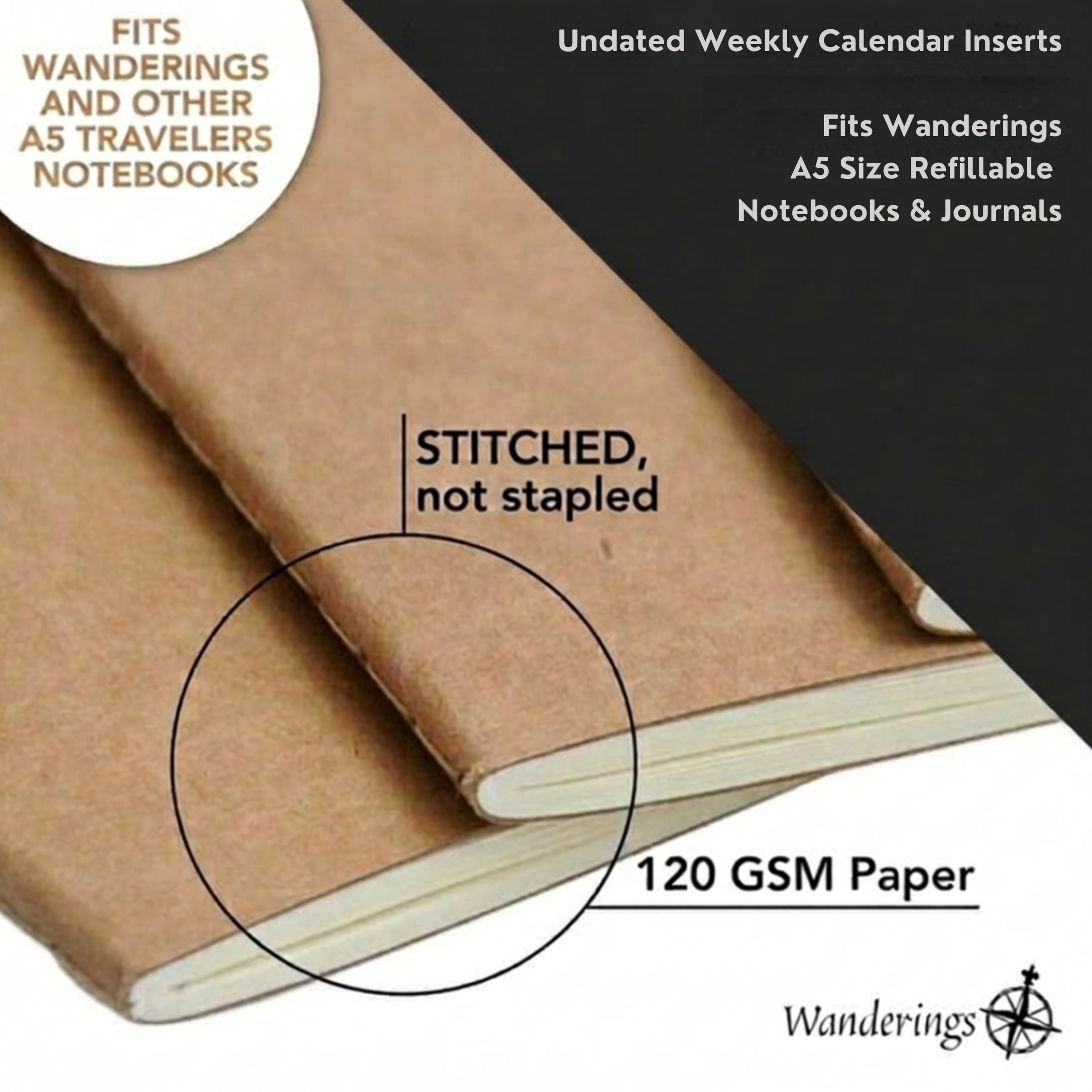 Wanderings Undated Weekly Planner A5 Refill | 60 Weeks, 2 Booklets